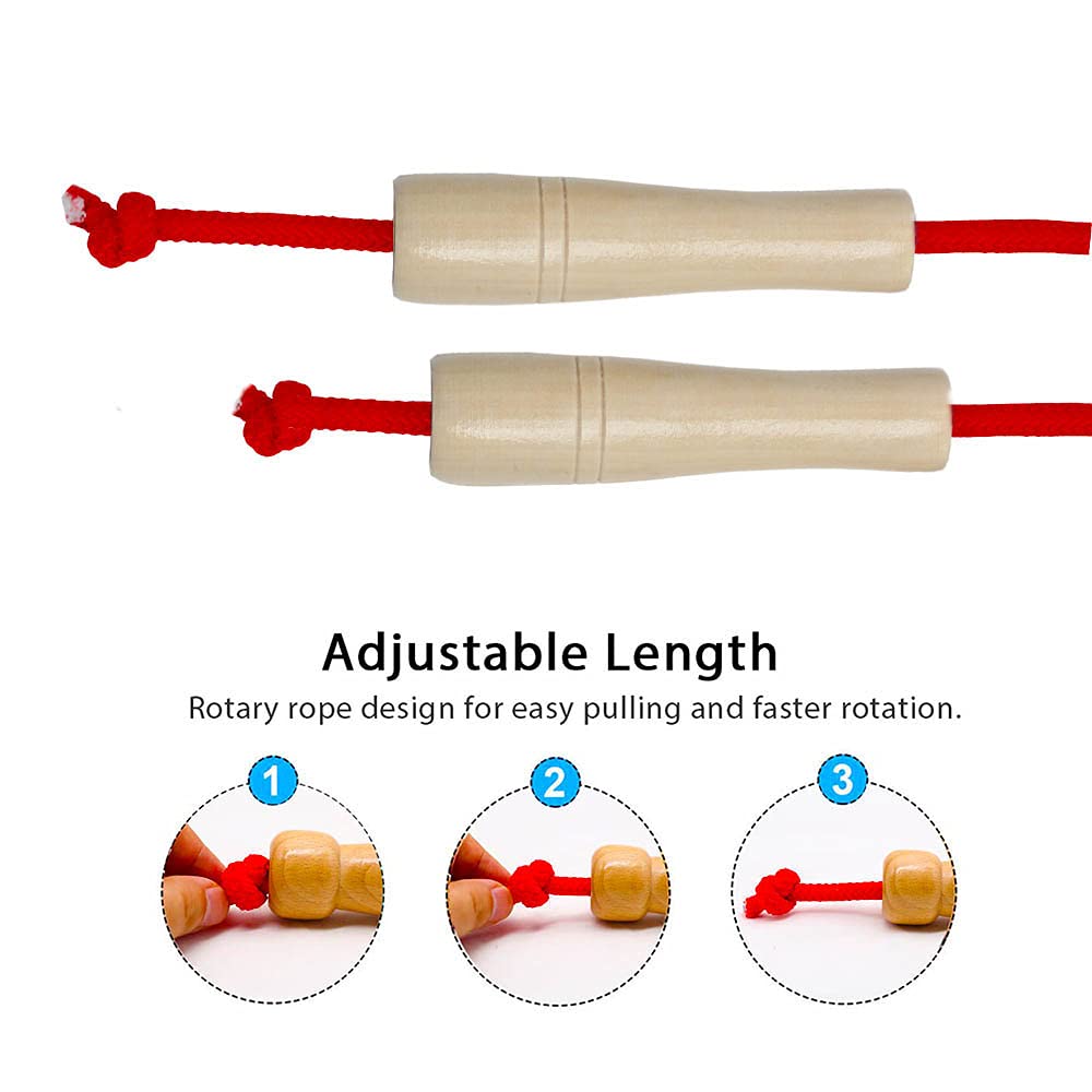 Double Dutch Jump Rope 16 ft 2 Pack, Adjustable Long Skipping Rope with Wooden Handle, Multiplayer Team Jumping Rope for Kids Adults, Long Enough for 5-6 Jumpers