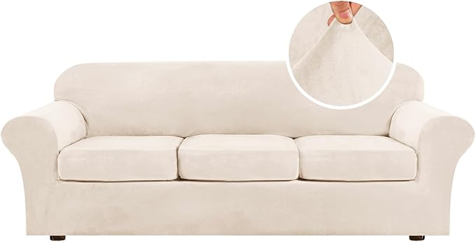 H.VERSAILTEX High Stretch Sofa Slipcover 4 Piece Cover Velvet Furniture