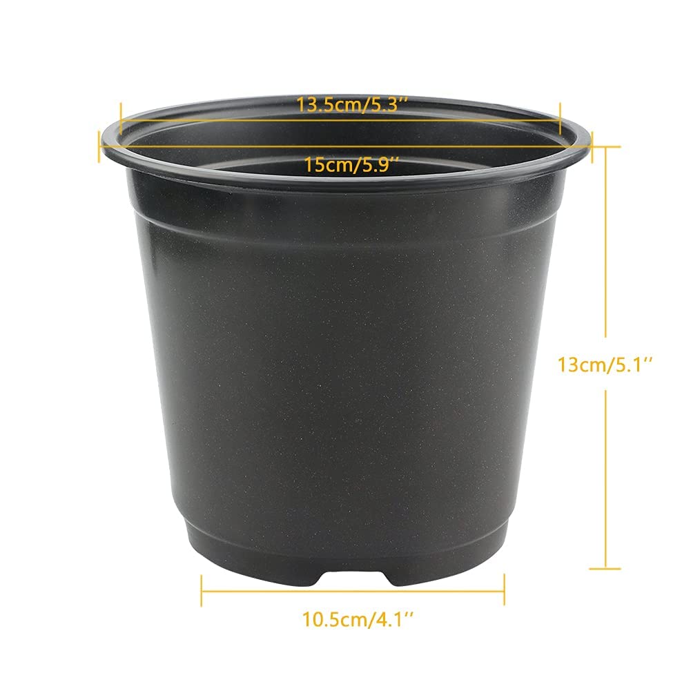 KINGLAKE 100 Pcs 6" Plastic Plants Nursery Pots Seedlings Flower Plant Container Seed Starting Pots Black