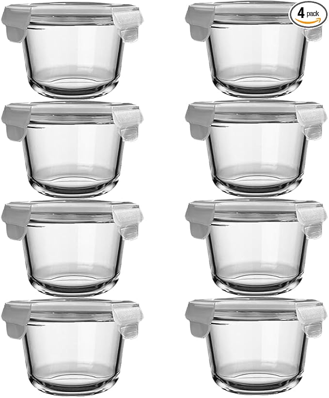 H.JSS WDJS2Cup Glass Soup Container with Airtight lids, 16oz Round Glass Food Storage Container, Round Food Bowls BPA free, Leakproof Soup Container, Dishwasher Microwave & Freezer Safe (8 Pack)