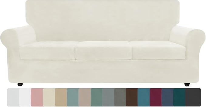 ZNSAYOTX Oversized Velvet Couch Cover 4 Piece Stretch Sofa Covers