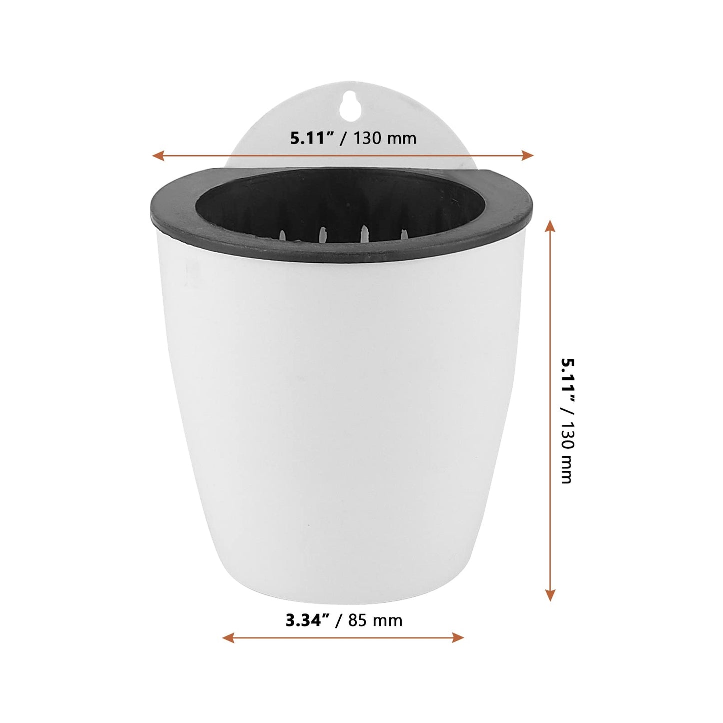 LEXININ 10 Pack 5 Inch Self Watering Hanging Planters, White Plastic Wall Mounted Plant Pots, Vertical Flower Pot for Plants