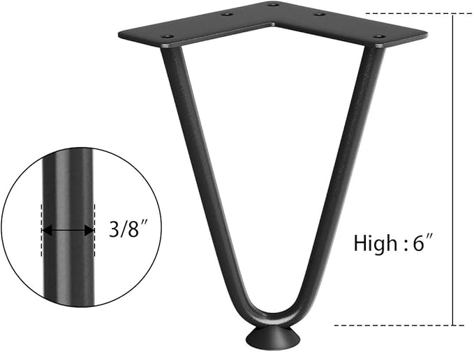 SMARTSTANDARD 6 Inch Heavy Duty Hairpin Furniture Legs, Metal Home DIY Projects