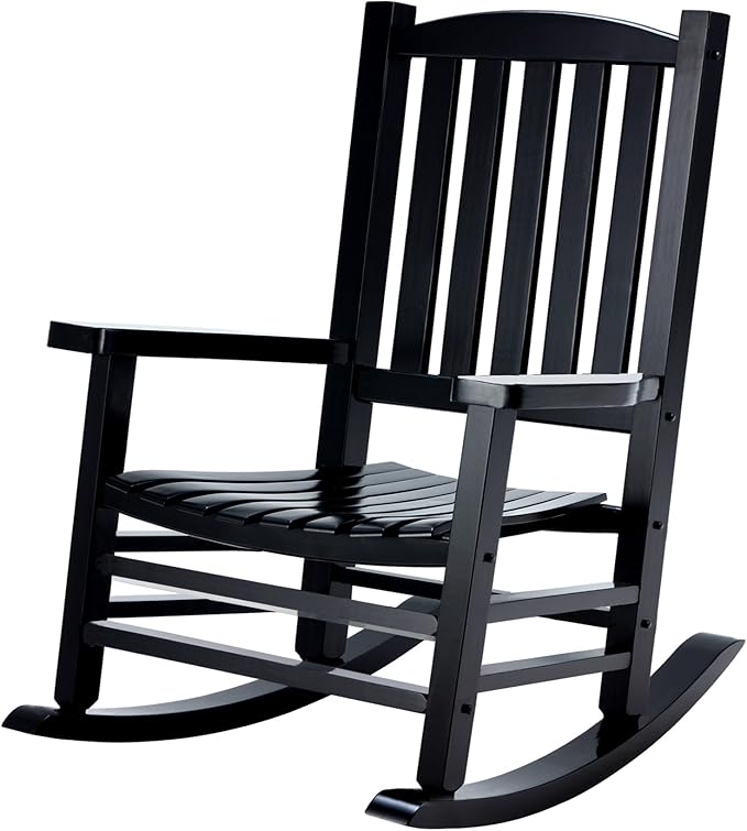 Hupmad Wooden Rocking Chair Outdoor Oversized Porch Rocker Chair, Patio Wooden