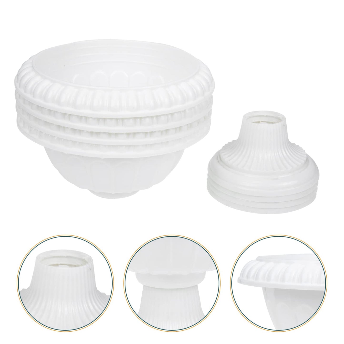 SEWACC 4pcs Mini Roman Style Flower Pots, Plastic Wedding Flower Containers, Decorative Pedestal Planters for Home, White, 6.29 x 6.29 x 5.51 Inch