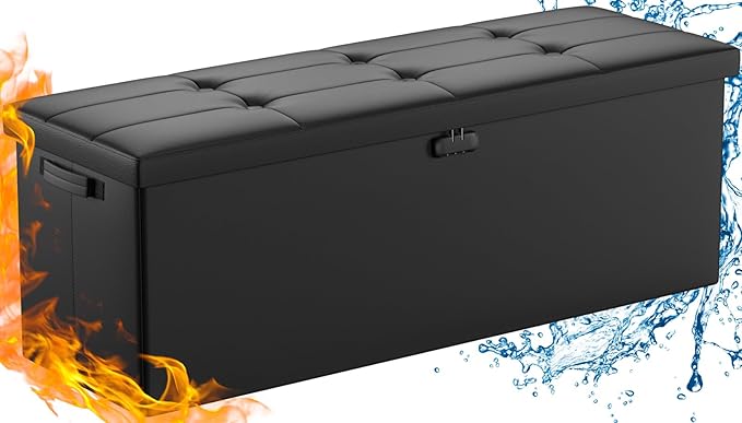 DocSafe Storage Ottoman Bench, Fireproof＆Waterproof Folding Bench