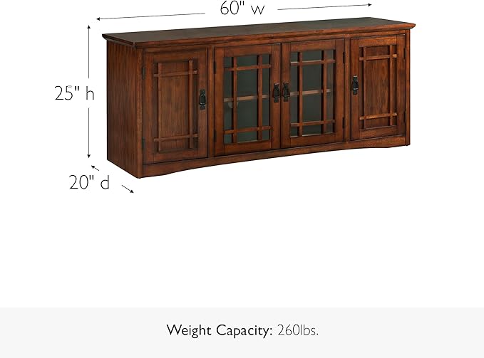 Leick Home 82360 Solid Wood Mission Oak Four Door TV Stand