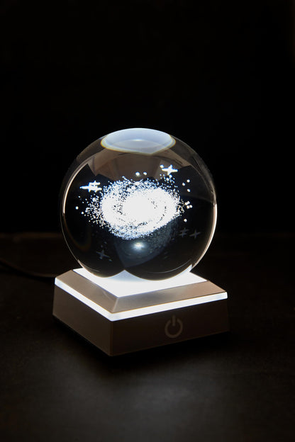 3D Galaxy Crystal Ball Night Light, Upgraded 3.15 Inch Glass Ball Lamp with LED Base, Galaxy Lamp Decor, Birthday Holiday Xmas Gifts for Boys Girls Friends (Galaxy)