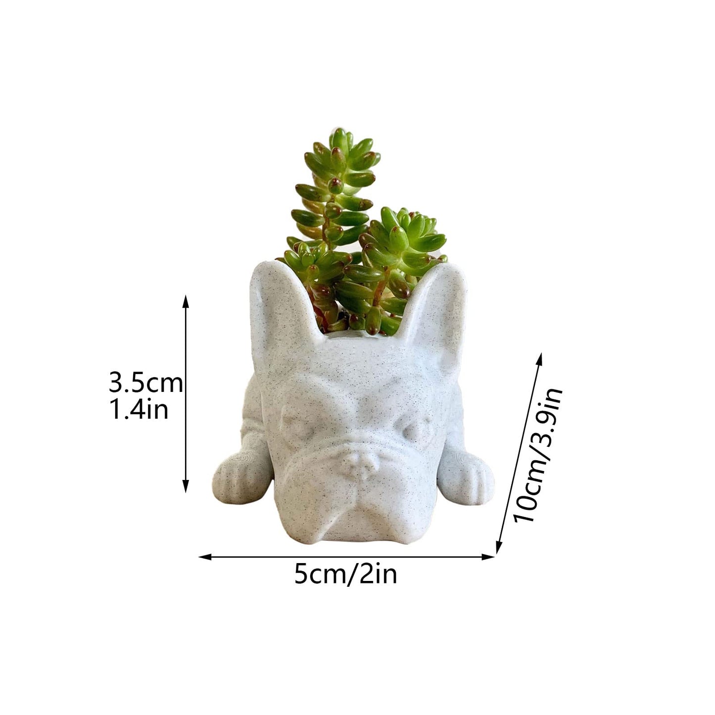 UIYIHIF Resin Dog Succulent Planter Mini Puppy Air Plant Planter,French Bulldog Shape Cute Bonsai Flower Pots for Home Garden Office Desktop Decor (No Plants), White