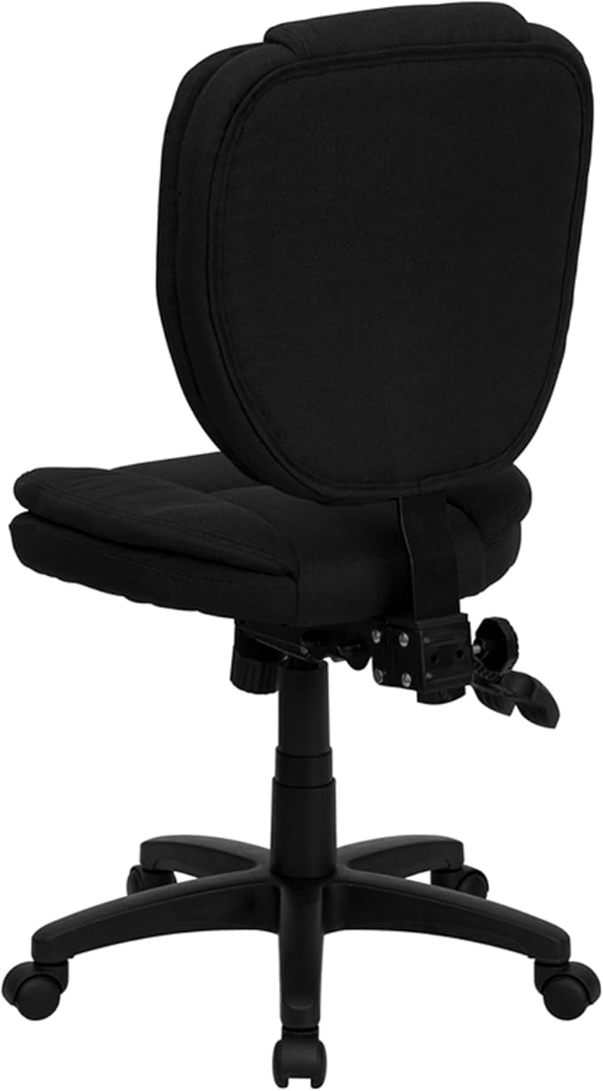 Flash Furniture Caroline Mid-Back Black Fabric Multifunction Swivel Ergonomic