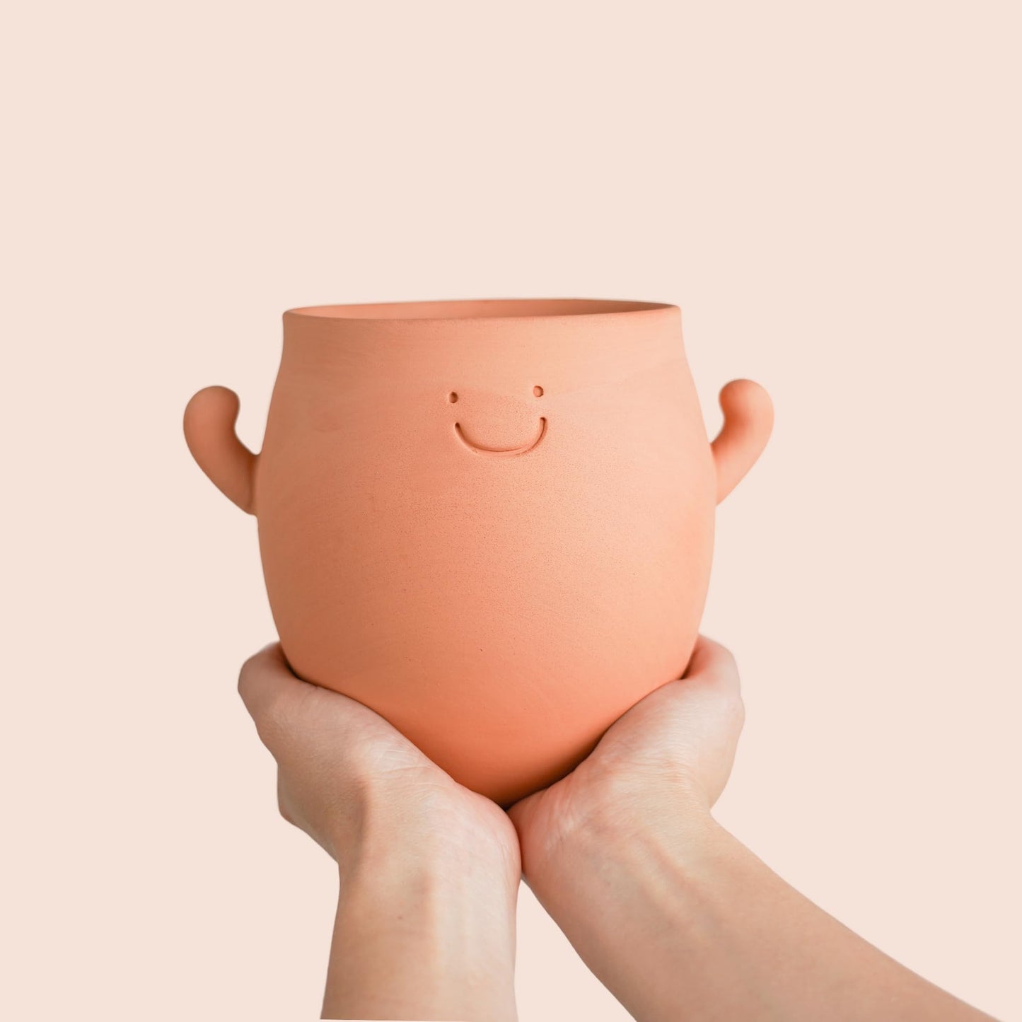 YOBRO Terracotta Face Planter, Cute Funny Smiley Clay Pot with Drainage, Breathable Succulent Planter for Indoor & Outdoor, Adorable Gift for Plant Lovers, 5 Inch