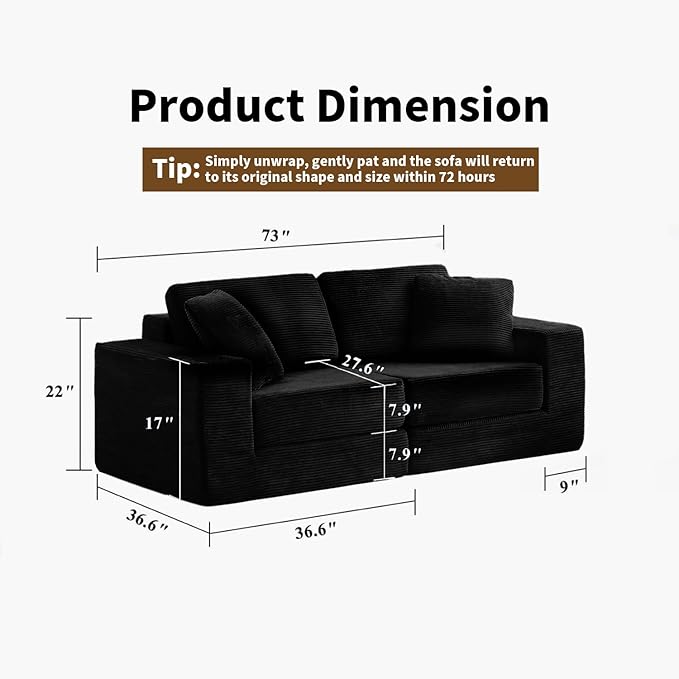 FILUXE Modular Sectional Sofa, Modern Modular Sofa Couch