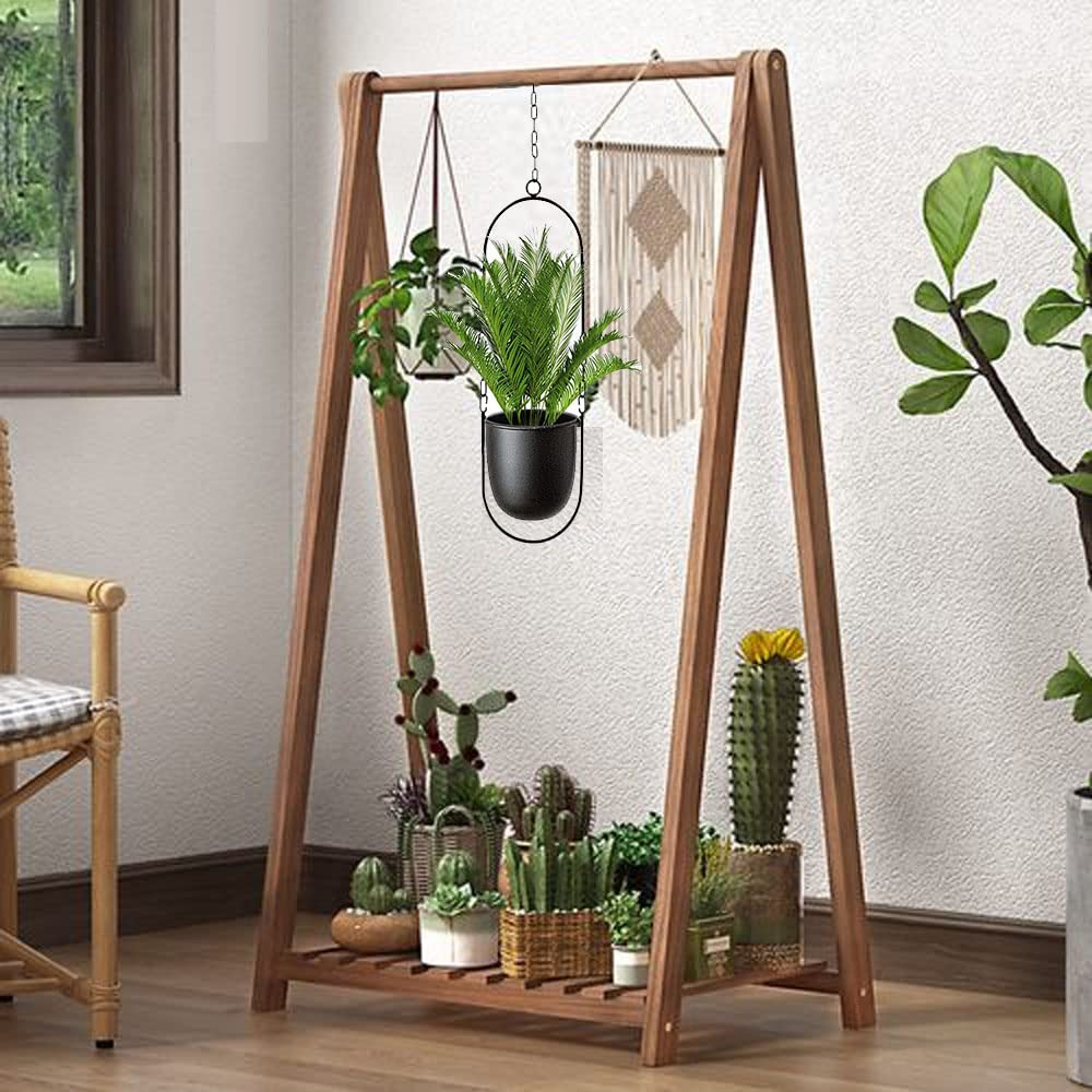 JUSUFU Metal Hanging Planters for Indoor and Outdoor Plants (Black)