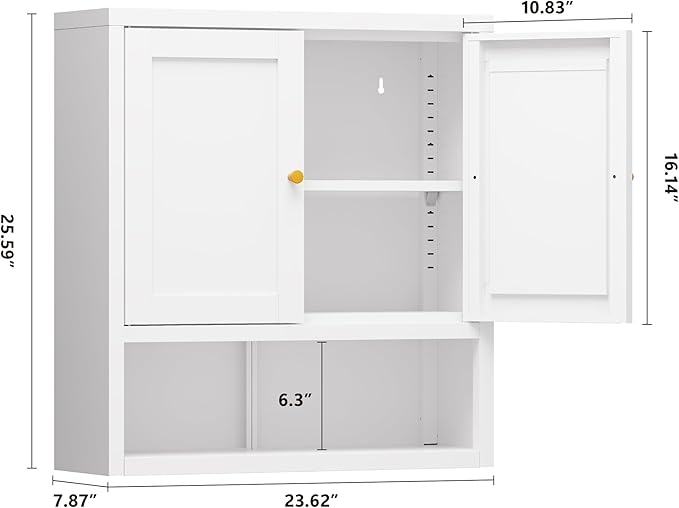 YAUWOH Metal Bathroom Storage Cabinet, Metal Storage Cabinet