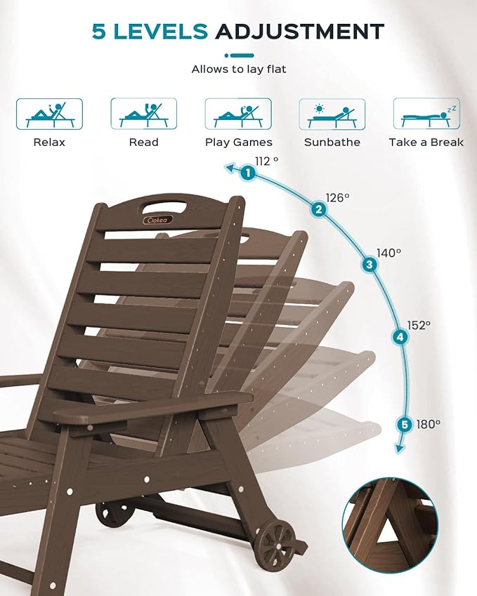 Ciokea Outdoor Chaise Lounge Chair Set of 2, Patio Lounge Chairs