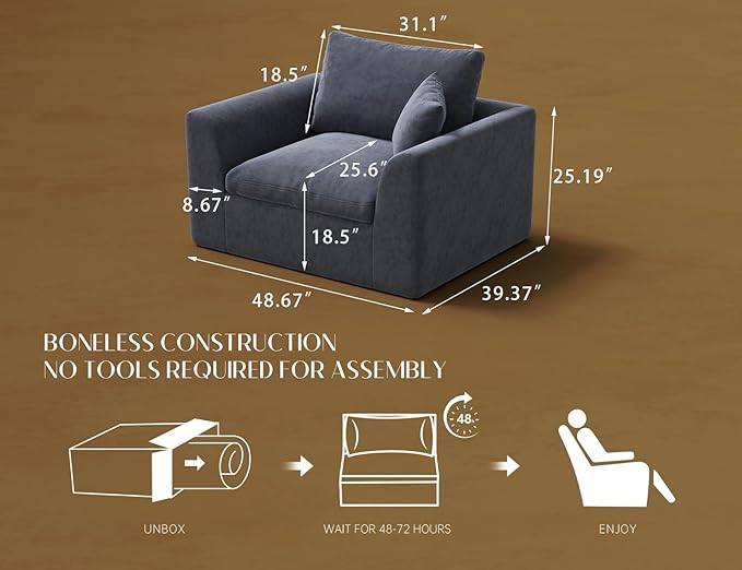ohllob 48.6" Single Sofa, Small Boneless Couches