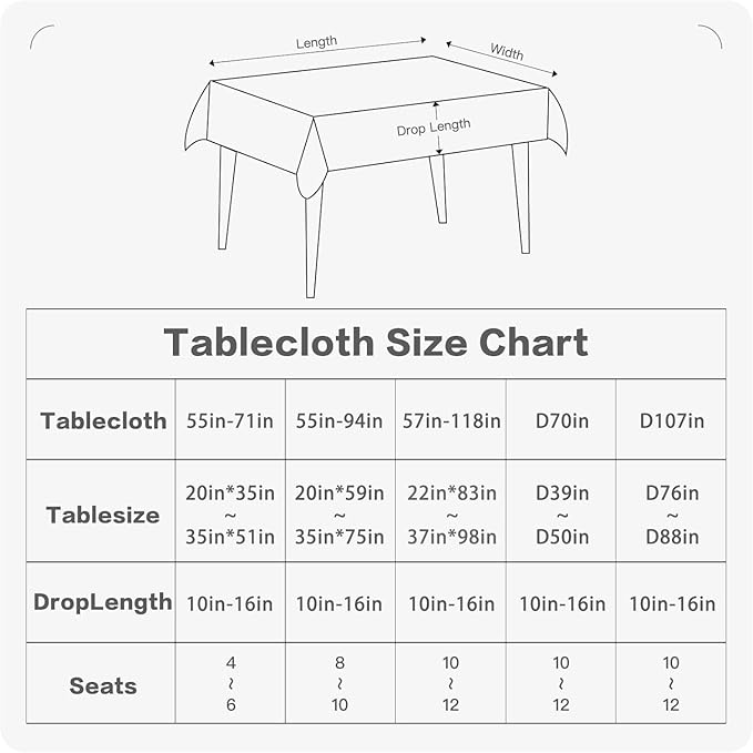BALCONY & FALCON Round Tablecloth Washable Wrinkle Resistant and Water Proof