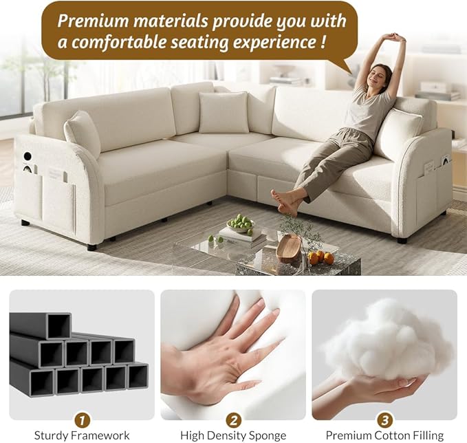 Queen Size Sleeper Sofas Convertible Couches, L Shaped Sectional Couch