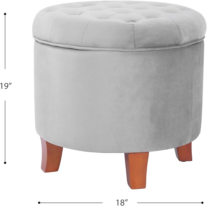 Homepop Home Decor | Upholstered Round Velvet Tufted Foot Rest Ottoman | Ottoman