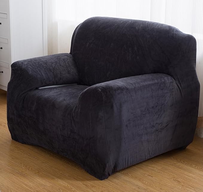 vctops 1-Piece Velvet Plush Stretch Chair Sofa Slipcover Soft Fuzzy Fluffy