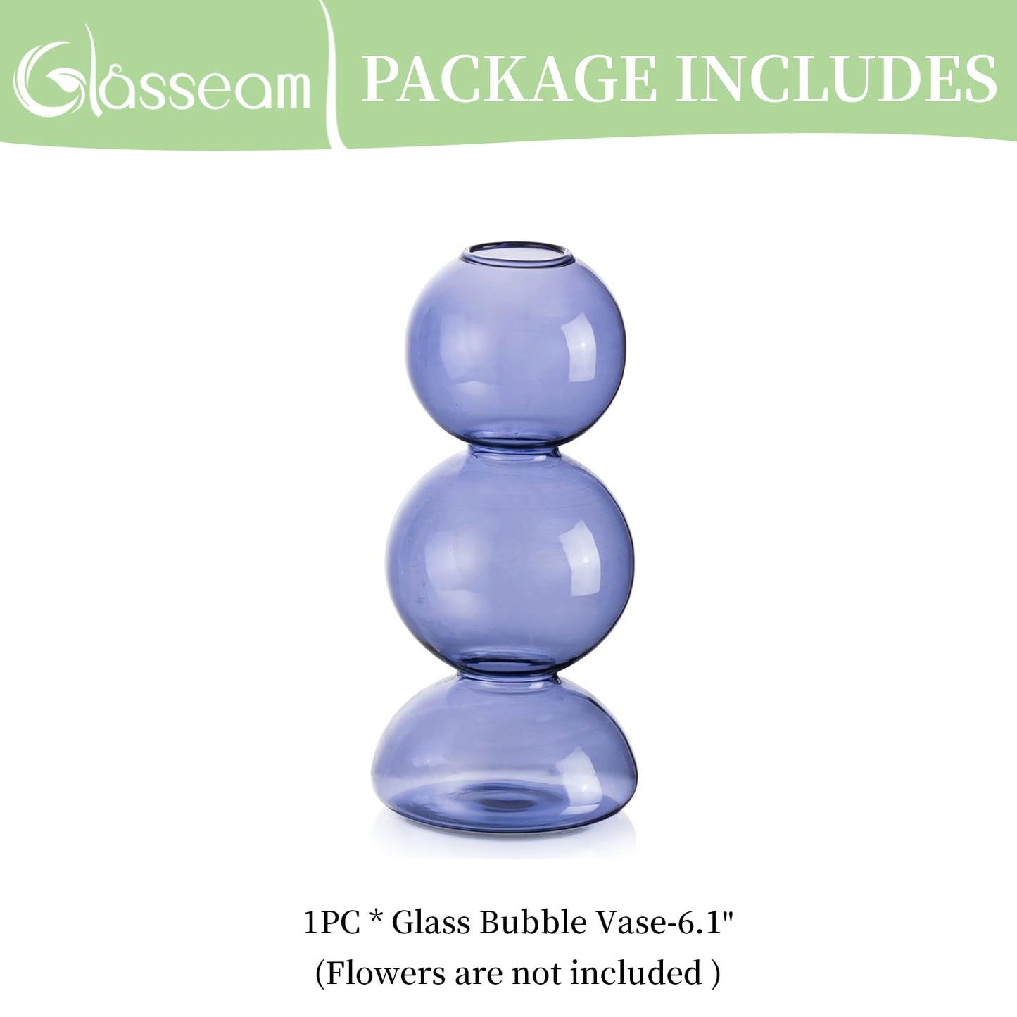 Glasseam Glass Bubble Vase, Cute Light Blue Vases for Flowers, Unique Small Flower Vases for Centerpieces, Ball Aesthetic Decorative Vase, Round Modern Vase for Home Decor Living Room Decorations