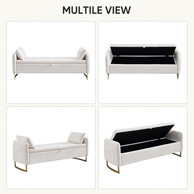 65" Storage Ottoman Bench, Storage Bench