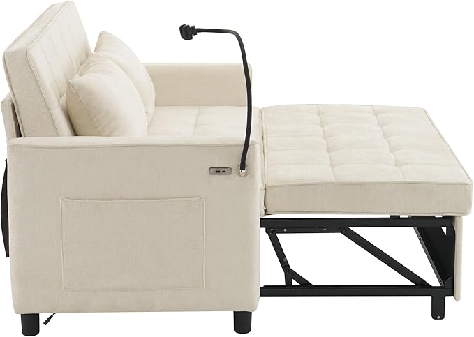 3 in 1 Convertible Sleeper Sofa Bed, 56.9" Small Pull Out Couch Bed
