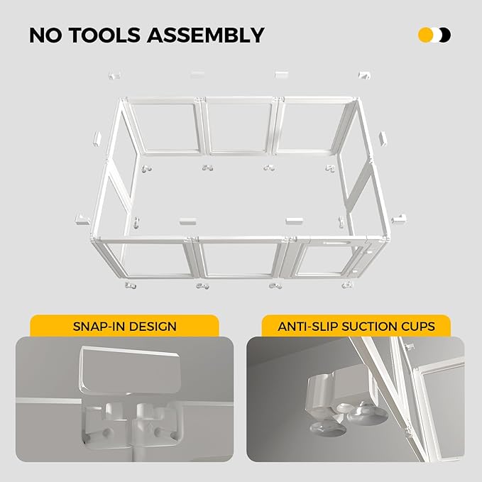 EVERFRONT Clear Acrylic Plastic Dog Playpen - Clear Dog Play Pen - Easy Assemble Acrylic Dog Playpen - Puppy Playpen, Small Animal Playpen, Dog Play Pen Indoors (White, 30.3", 12PCS Divider)