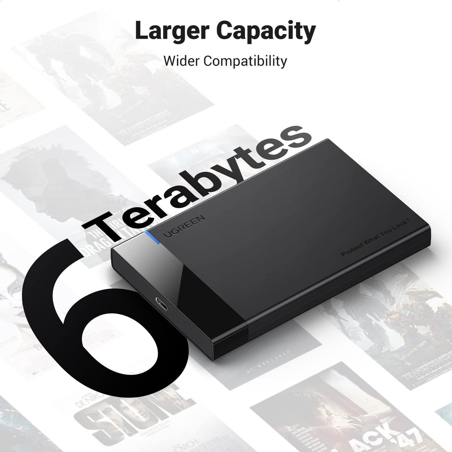 UGREEN 2.5" Hard Drive Enclosure USB C 3.1 Gen 2 to SATA III 6Gbps for SSD HDD 9.5 7mm External Hard Drive Disk Case with UASP Compatible with WD Seagate Toshiba Samsung Hitachi PS4 Xbox Router