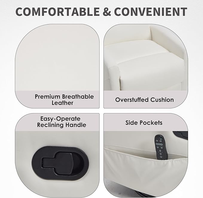 Trustyue Swivel Rocker Recliner Chair, 360° Swivel Recliner