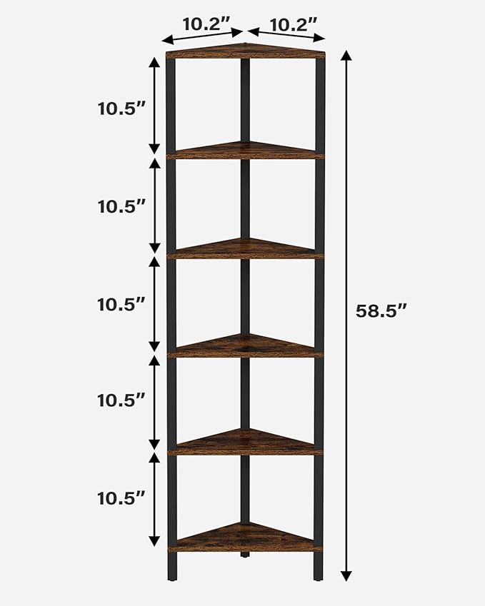 TUTOTAK Corner Shelf, 6-Tier Corner Bookshelf
