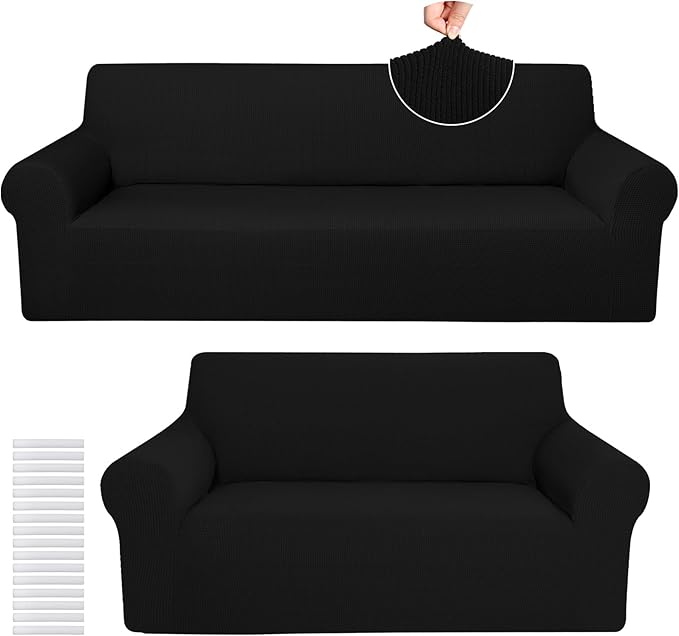 Peryiter 2 Pcs Sofa Covers Couch and Loveseat Covers Set Stretch Sofa Slipcover