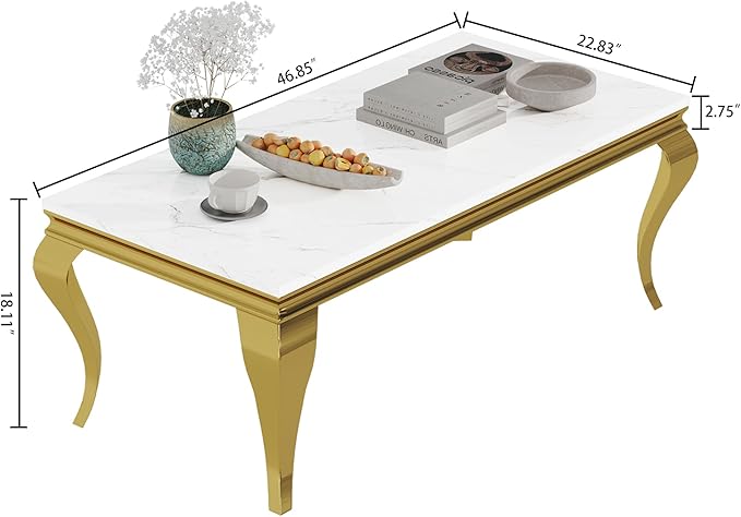 Henf 47" Modern White Faux Marble Center Table