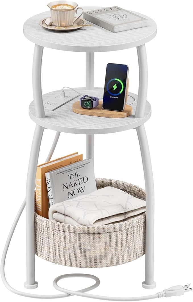 Round Side Table, 3-Tier End Table