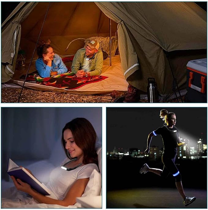 LED Neck Reading Light,Book Lights for Reading in Bed,Adjustable Brightness Desk Lamp,3 Color,with Bendable Arms,Suitable for Repairing,Night Running,Walking,Knitting,Camping (1PCS)