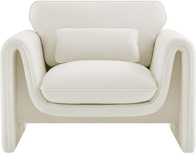 Meridian Furniture 199Cream-C Sloan Collection Modern | Contemporary Velvet