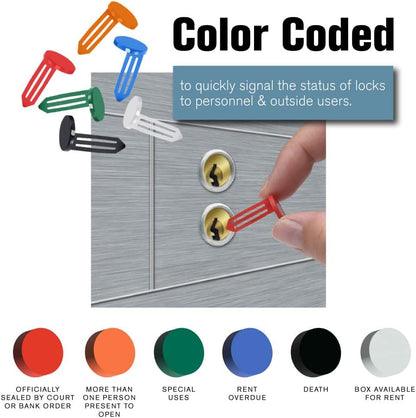BankSupplies Keyhole Signals - Orange Multiple People Present to Open Signal - Box of 25 - Non-Chip - Reusable & Long-Lasting - At-a-Glance Organization - Color Coded Plugs