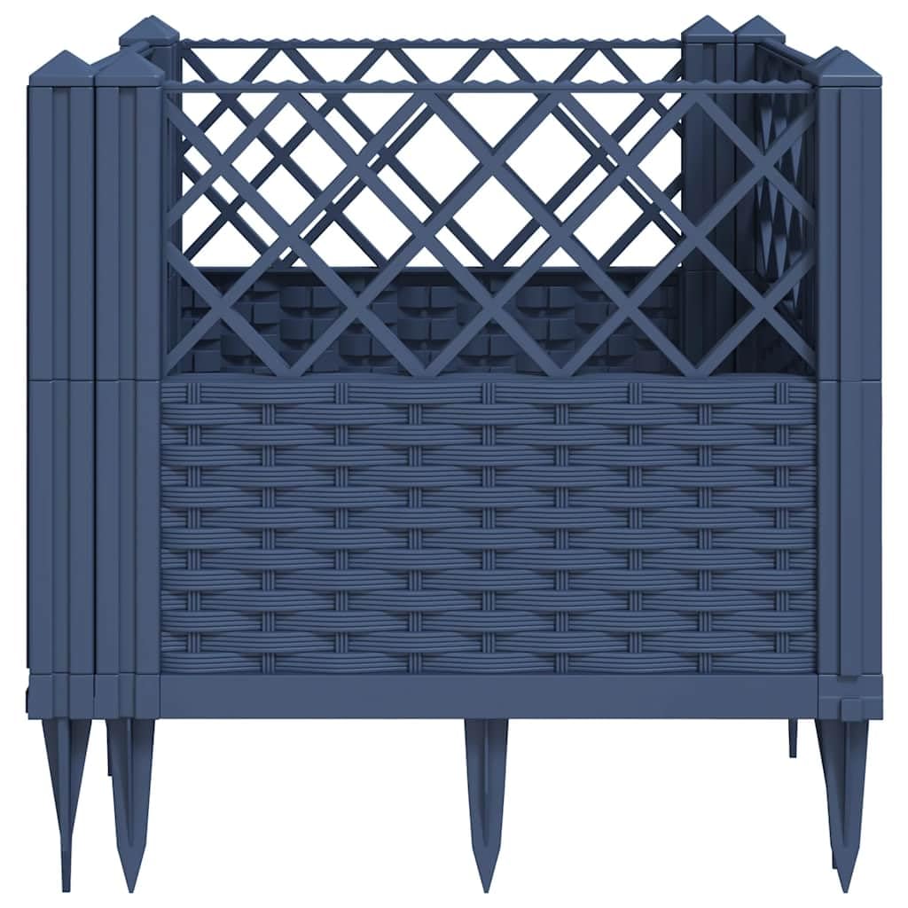 WRJENFSC Blue Grey Square Modular Garden Planter 17.1 Inch Polypropylene with Basketweave Matte Finish for Outdoor Flowers Vegetables Gardening on Patio Balcony Backyard