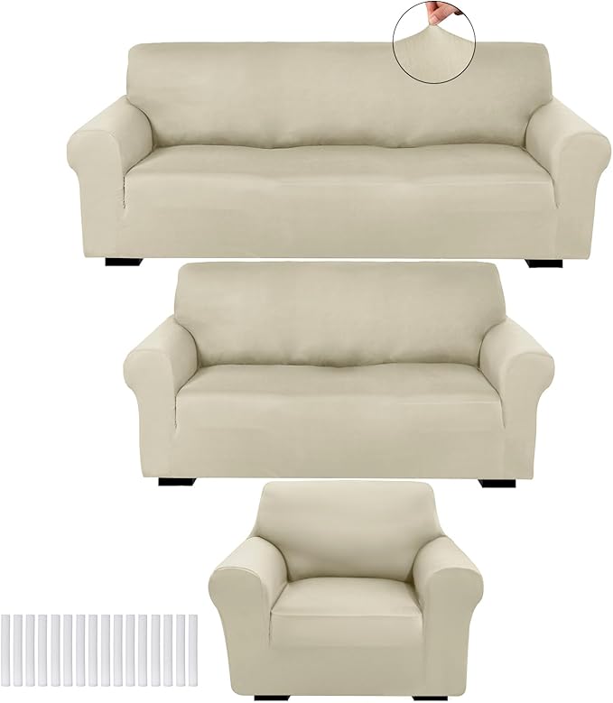 Peryiter 3 Pcs Couch and Loveseat Covers Set Sofa Cover