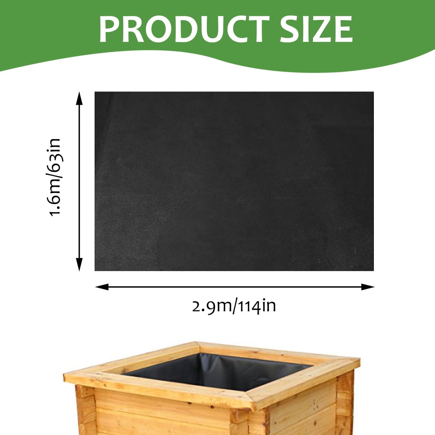 Qivine Raised Garden Bed Liner, Waterproof Raised Flower Bed Planter Liner, 5Ft x 9Ft Rectangle Grow Bags with Breathable and Reusable for Yard, Vegetables, Patios, Decking