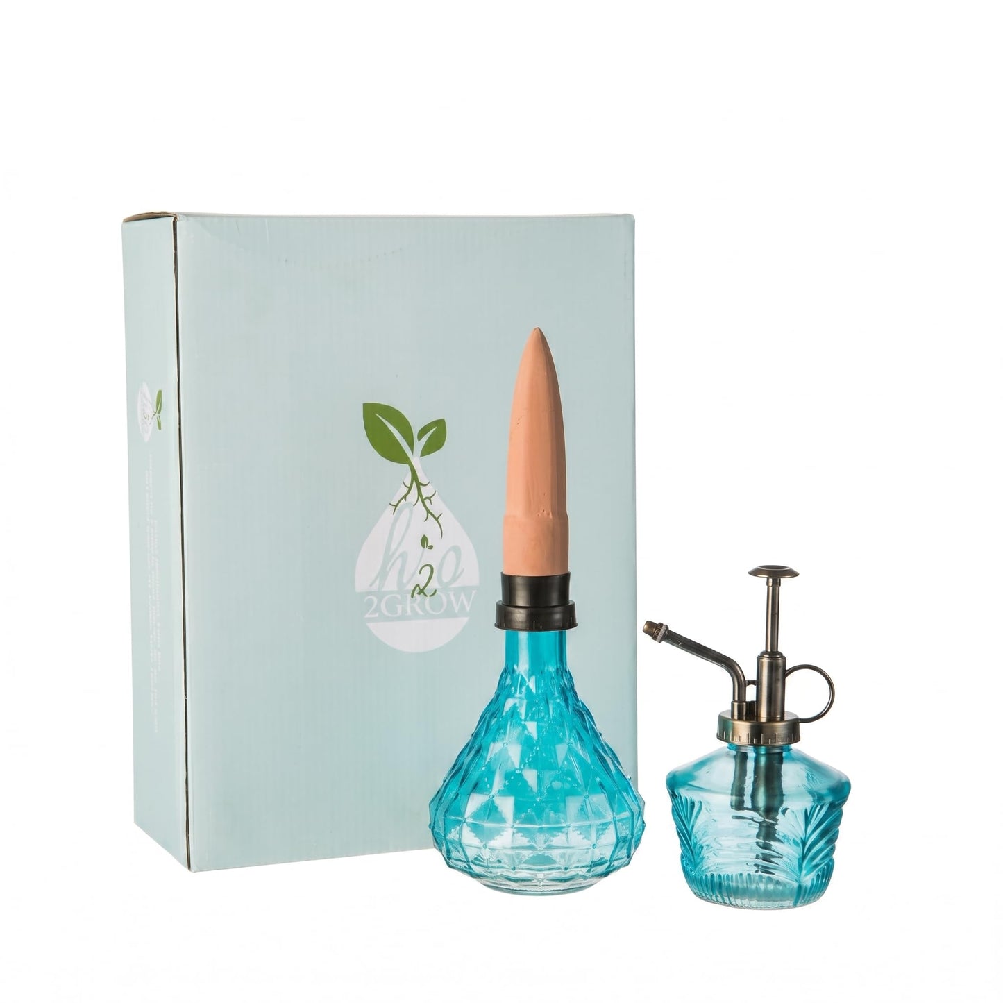 Topadorn Glass Plant Watering Set: Mini Mister Spray Bottle + Self-Watering Globe with Terracotta, Indoor Outdoor Plant Care Kit