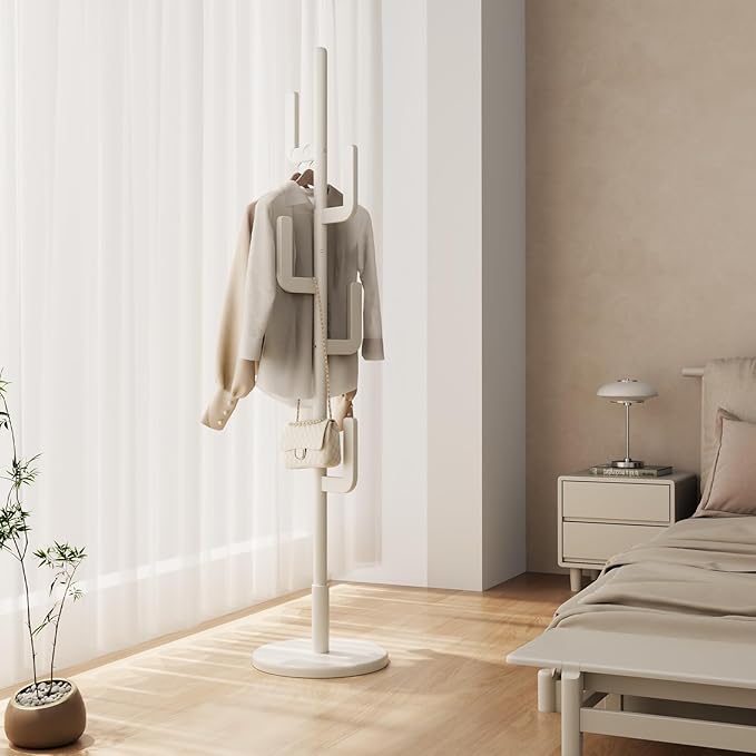 Muwuele Solid Wood Cactus Coat Rack, Freestanding Coat Rack