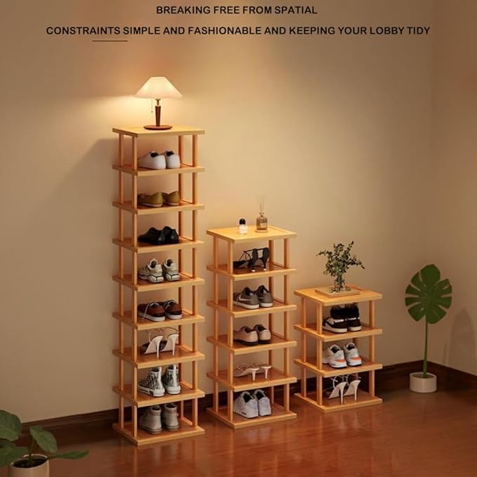 SAN HE Bamboo Shoe Rack 5Tier- Vertical Shoe Rack