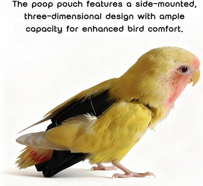 Bird Diaper Flight Suit, Cute Cosplay Parrot Clothes, Easy-to-Wear Washable Nappy, Durable Metal Ring Harness for Cockatiel, Conure, African Grey, Parakeet Outdoor Flying (Without Leash,XS)