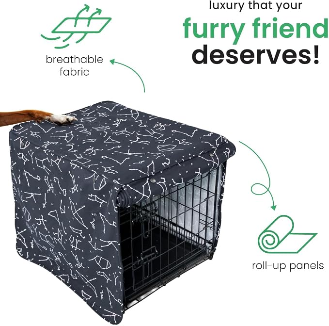 Molly Mutt Rocketman Dog Crate Cover, 100% Cotton Canvas Cover with 2 Roll-Up Panels, Ideal for Dog or Cat Crate, Durable, Washable, and Free of Harmful Chemicals, 30" x 19" x 21"