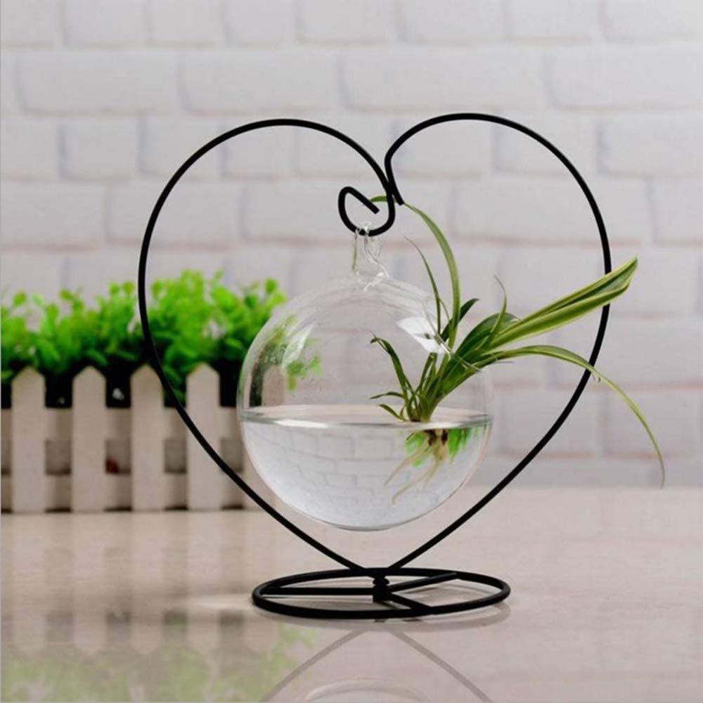 YY YEARCHY Ornament Display Stand Heart Shaped Hook Rack Holder for Hanging Glass Globe Pot Terrarium Witch Ball Home Christmas Wedding Decoration Creative Gift (1, 4.7" x 9" x 9")