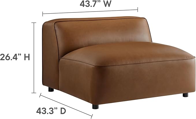 Modway Auren Vegan Leather Modular Armless Chair in Coffee