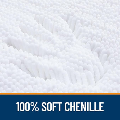 OLANLY Toilet Rugs U-Shaped 24x20, Extra Soft Absorbent Chenille Contour Bathroom Rugs for Toilet, Dry Quickly, Machine Washable, Non-Slip Bath Mat, White