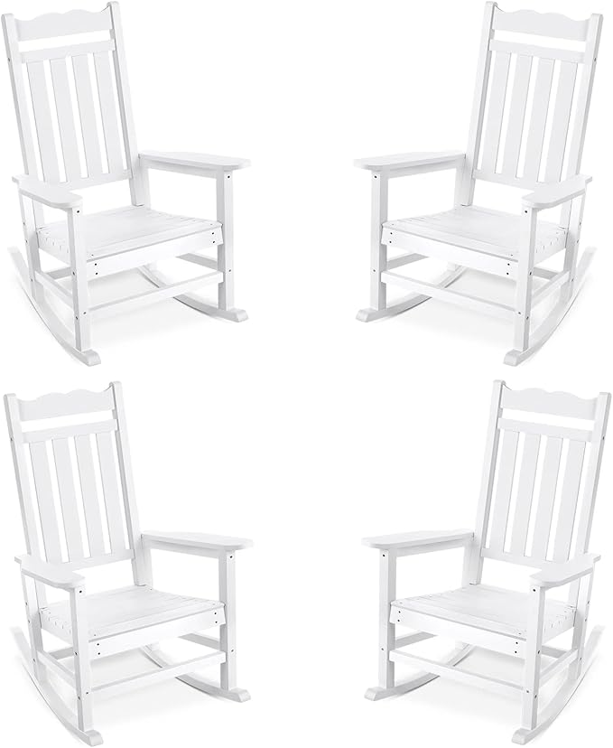 Stoog Outdoor Rocking Chairs Set of 4, All-Weather Resistant Porch Rocker