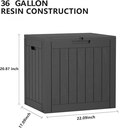36 Gallon Outdoor Deck Box, Lockable Waterproof Outdoor Storage Boxes For Garden Tools,Indoor Cushions,Accessories Outside Storage Resin Weatherproof Container(Black)